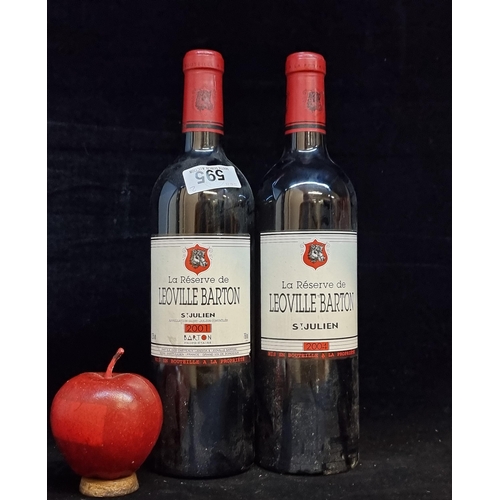 595 - Two sealed bottles of La Réserve de Leoville Barton (75cl) one dating to 2001 and the other 2004. La... 