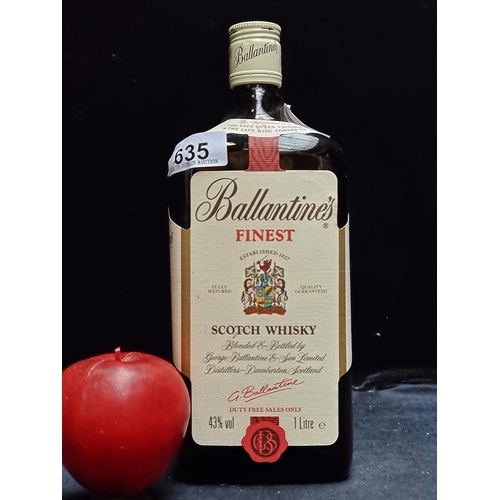 635 - A 1 litre sealed bottle of Ballantine's Finest Scotch Whiskey.