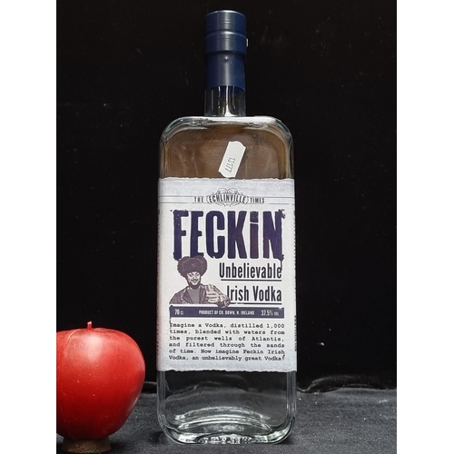 637 - A 70cl bottle of Feckin Unbelievable Irish Vodka. A light and neutral tasting vodka from the good pe... 