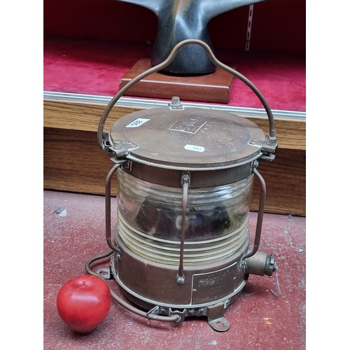 895 - A vintage Japanese port navigation lantern with shatterproof glass and coper frame. Original Japanes... 