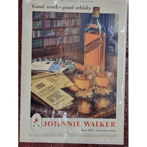 501 - A beautiful selection of ten original 1940s advertisements for Whiskey. Consisting of nine examples ... 