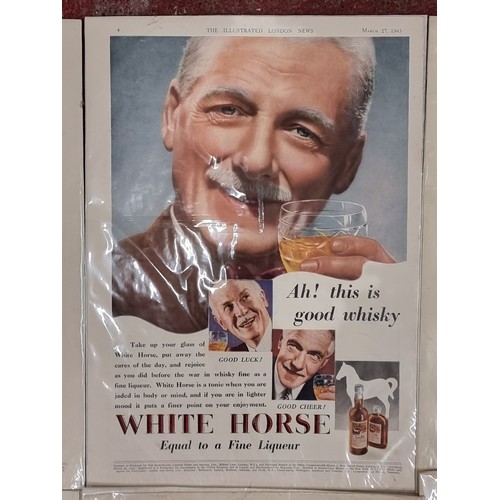 501 - A beautiful selection of ten original 1940s advertisements for Whiskey. Consisting of nine examples ... 