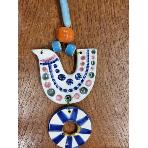 110 - Star Lot : A charming very rare eclectic ceramic mobile by John Ffrench for Arklow Studio Pottery. A... 