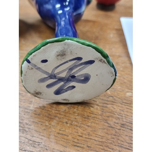 192 - A lovely  original John Ffrench ceramic drinking goblet. Hand painted in vibrant shades with abstrac... 