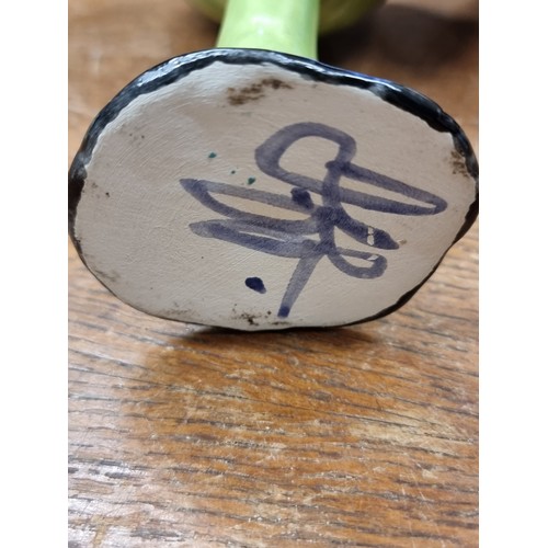 193 - A beautiful rare  John Ffrench for ceramic drinking goblet. Hand painted in vibrant shades with abst... 