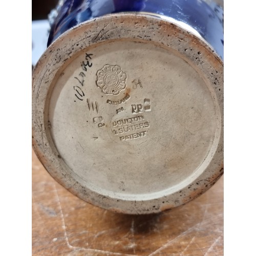 199 - Star lot : An early 20th century very large Doulton Lambeth vase. A very ornate piece, richly decora... 