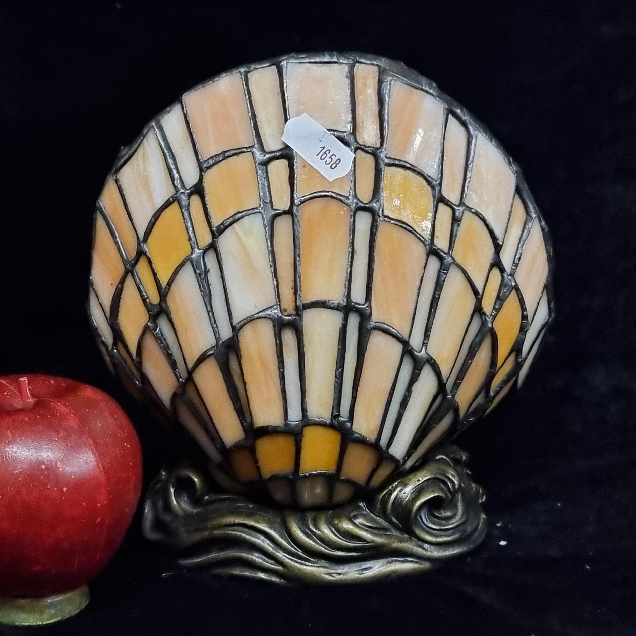 Vintage Tiffany Style Clam Shell Lamp, Stained on sale Glass