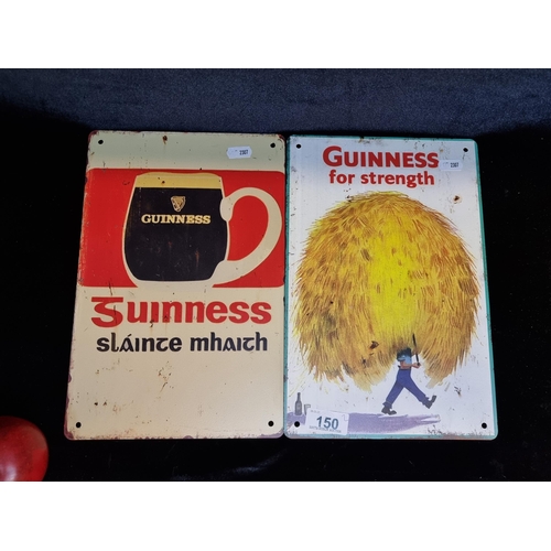 150 - A pair of cast metal advertising signs for Guinness. Featuring printed advertisements after the 1950... 