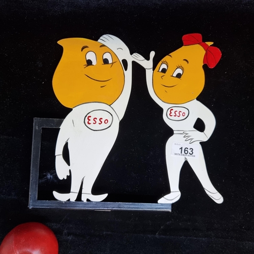 163 - A pierced cast metal figurative automotive advertising sign for ESSO. Featuring the iconic oil drop ... 