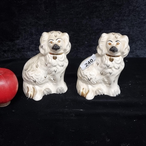 240 - Two vintage, porcelain, Royal Doulton ''Wally Dogs''. Beautifully painted with black muzzle and gilt... 