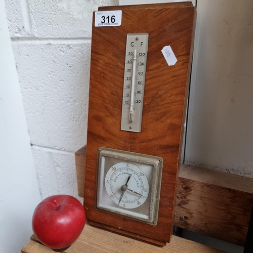 316 - A mid century German made Lufft aneroid barometer with a fabulous Art Deco style stepped wooden base... 