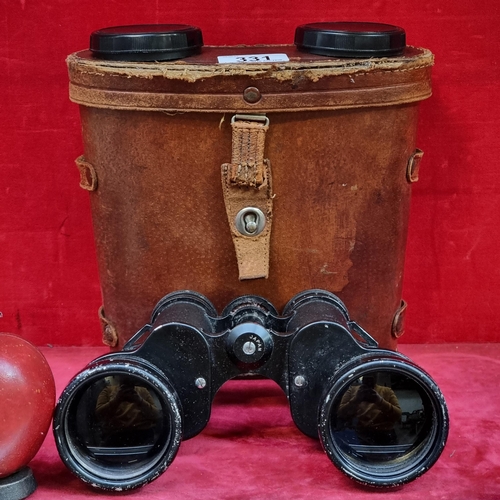 331 - A pair of vintage Japanese made Eikow coated lens air port field binoculars, 7 x 50. Model number: 3... 