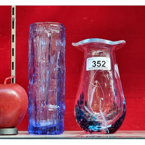 352 - Two beautiful glass vases including an example by the Irish handmade glass company in the Wild Atlan... 