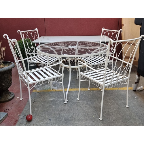 378 - Star Lot A gorgeous heavy super quality outdoor dining table with glass top and large floral design ... 