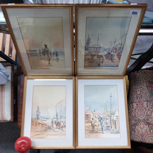 486 - Four high quality limited edition prints of works by the South African artist Durant Silhali (b.1935... 