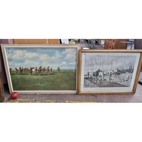 499 - Two large prints of an equestrian nature including one titled 