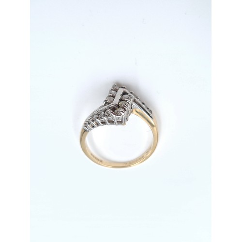 11 - A significant example of a 9 carat gold Chevron style multi stone Diamond ring. Ring size: M. Weight... 