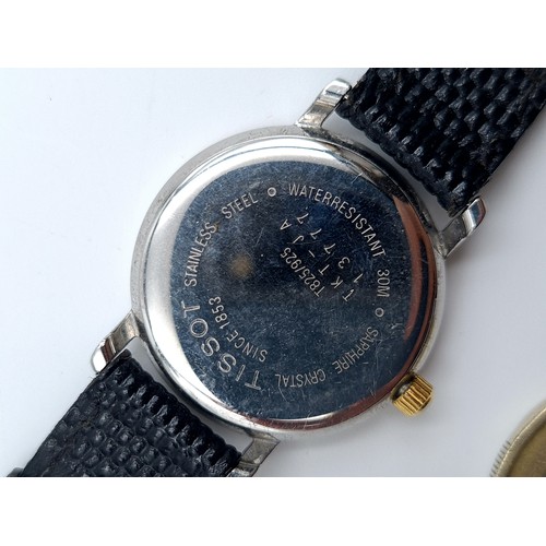 32 - A Tissot Swiss made ladies watch, set with Roman numeral dial, sweep second hand and date just. This... 