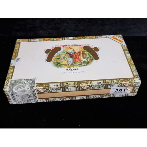 291 - A box of 25 Romeo & Julietta Habana Cedros de Luxe No. 3 Cuban cigars, ring gauge 42, size petite co... 