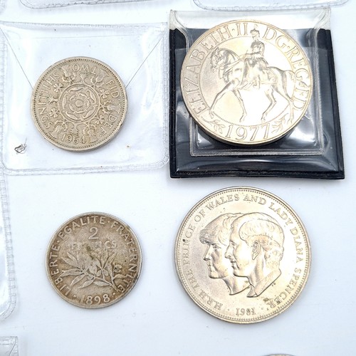 804 - Nineteen collectable coins including a Silver 2 Francs French Coin featuring the figure of the 'La S... 