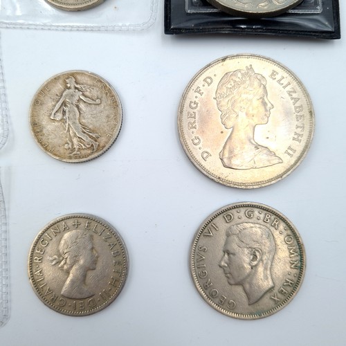 804 - Nineteen collectable coins including a Silver 2 Francs French Coin featuring the figure of the 'La S... 