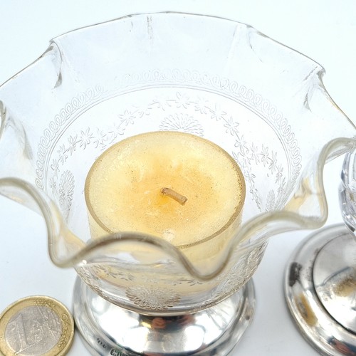 805 - Two charming glassware items with sterling silver bases. Including a cut crystal bud vase hallmarked... 