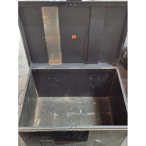 498 - Two fabulous metal trunks including a large vintage example by JH Veteran with a hinged lid, ample s... 