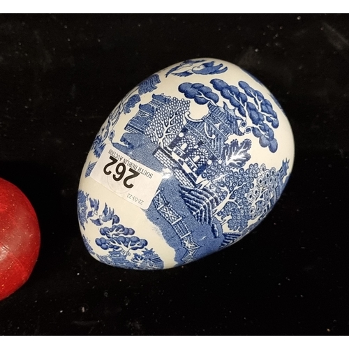 262 - Star Lot : A wonderful ceramic egg by John Ffrench for Arklow Studio Pottery in classic shades of wh... 