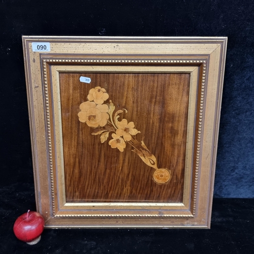 90 - A really nice piece of marquetry featuring various types of wood creating a floral arrangement. Hous... 