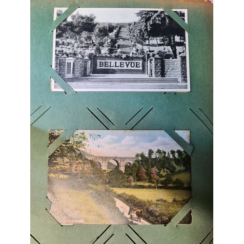 190 - A wonderful Art Nouveau post card album containing thirty-five antique postcards depicting scenes fr... 