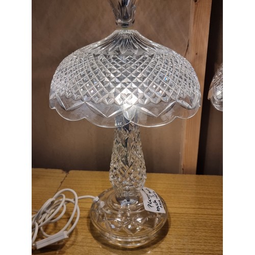 152 - Star Lot - A fabulous pair of Waterford Crystal table lamps in the Achillbeg Hurricane series. H47.5... 