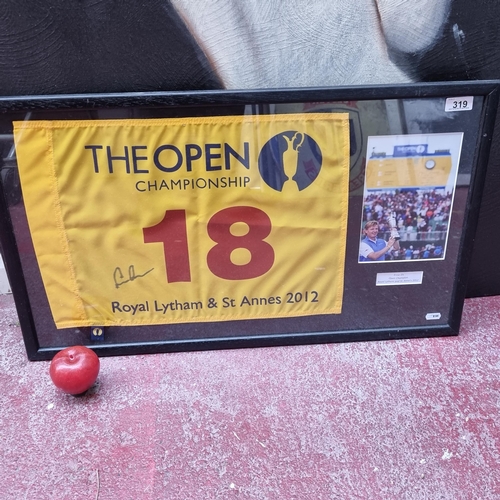 319 - A framed display commemorating the golfer Ernie Els - Open Champion Royal Lytham and St. Anne's 2012... 