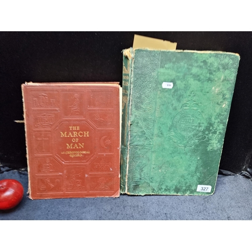 327 - Two lovely vintage hardback books including a large edition of Harmsworth new Atlas 1932 and The Mar... 