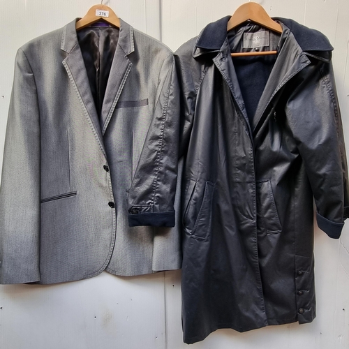 376 - Two Mens clothing items including a Selected blazer in a light grey fabric, Size 46. Along with a su... 