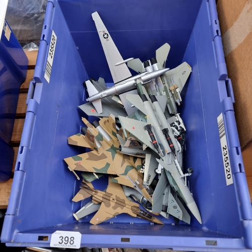 398 - Eleven military plastic model fighter airplanes including a Grumman F-14 Tomcat and a LTV A-7 Corsai... 