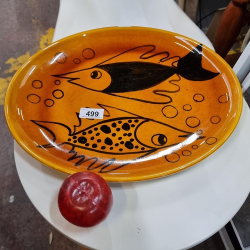 499 - Star lot : A fabulous very large John Ffrench fish platter from Arklow Studio Pottery. Featuring a c... 