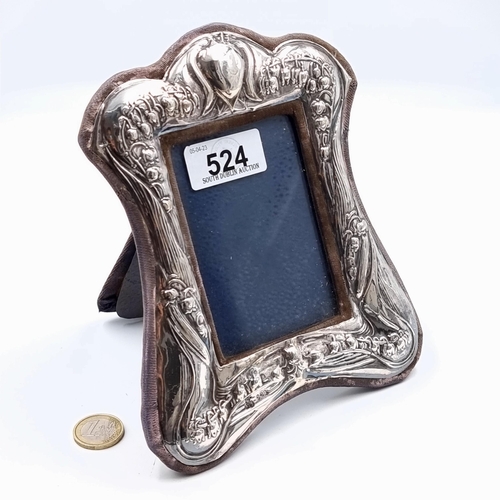 524 - A stunning example of a sterling silver glazed photo frame, set with a Grecian grape and vine motif.... 