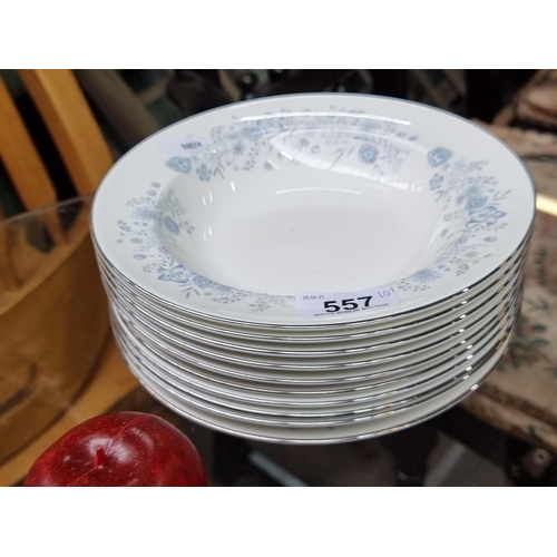 557 - Ten vintage Wedgwood soup bowls in the 'Belle Fleur' pattern. With a delicate floral pattern in ligh... 