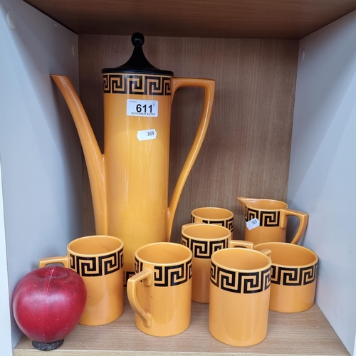 611 - Eight stylish mid century pieces of Portmeirion Pottery designed by Susan Williams Ellis in the Gree... 