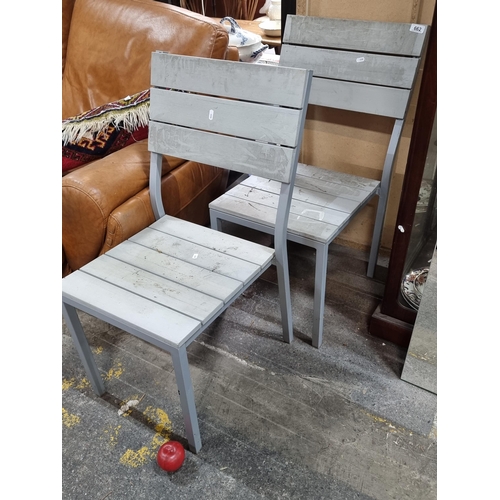 662 - A great pair of well made heavy duty garden chairs, with metal frame and a lovely dove grey finish.