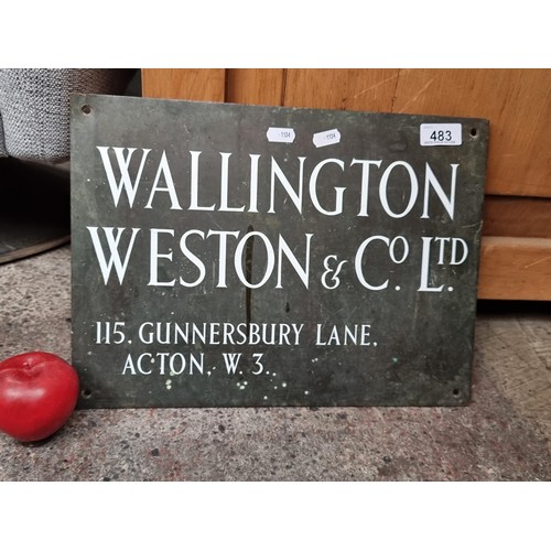 896 - A fabulously heavy and striking bronze 19th century wall sign for Wallington Weston & Co Ltd, 115 Gu... 