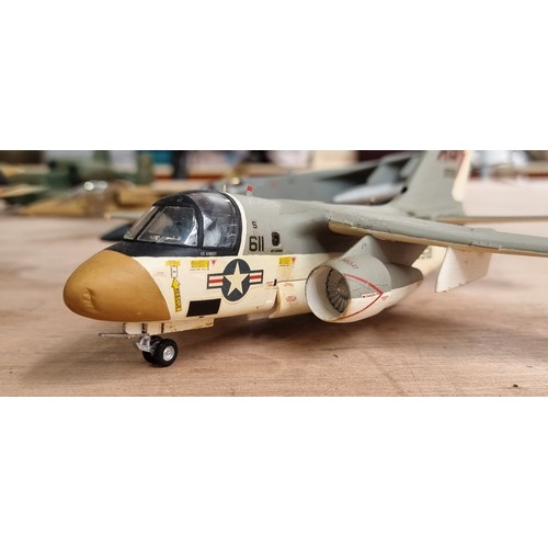 398 - Eleven military plastic model fighter airplanes including a Grumman F-14 Tomcat and a LTV A-7 Corsai... 