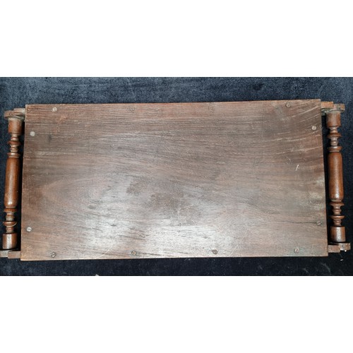 369 - Two antique wood items including a serving tray with elaborate ornament carved throughout. Along wit... 