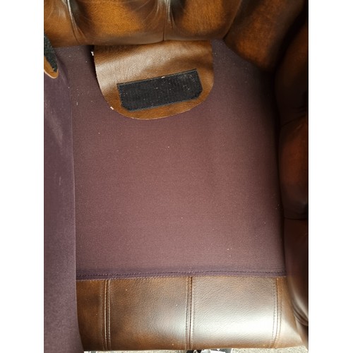 634 - Star lot : A handsome and very comfortable dark brown leather chesterfield 3 seater couch/sofa with ... 