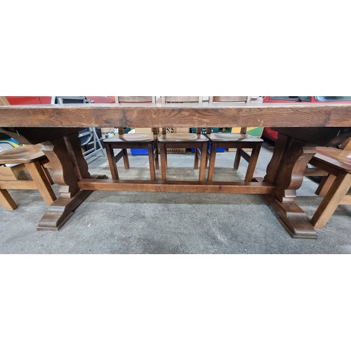 703 - Star lot : An incredibly heavy and beautifully crafted oakwood dining suite. Consisting of a solid o... 