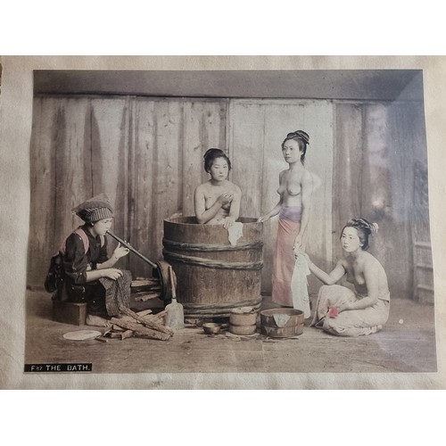 64 - A fabulous antique photograph of four Japanese women bathing titled 