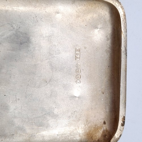 51 - A sterling silver hinged cigarette case, set nicely with an initialled cartouche. Hallmarked Birming... 