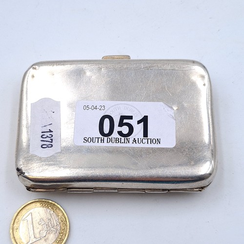 51 - A sterling silver hinged cigarette case, set nicely with an initialled cartouche. Hallmarked Birming... 