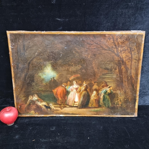 100 - Star Lot : An incredible antique 19th century original oil on canvas painting showing courtly figure... 