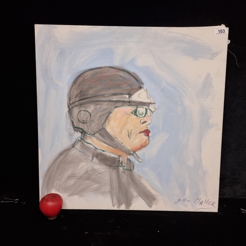 103 - An original acrylic on canvas painting by the Irish artist John Maher. Shows a portrait in profile o... 